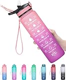 ➤ ​​[Servicio al cliente incomparable]: Respaldamos nuestra calidad y esperamos que le guste esta botella deportiva de 1 litro. Ofrecemos una garantía de devolución de dinero de 30 días para garantizar la calidad del producto y proteger su compra. Finalmente, la botella de agua se puede lavar en el lavavajillas, pero recomendamos la limpieza manual para prolongar la vida útil de la botella de agua.