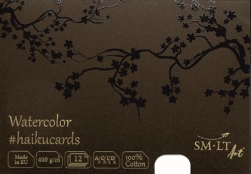 SM.LT Papier aquarelle 100% coton - 400 g/m2 - Lot de 12 feuilles