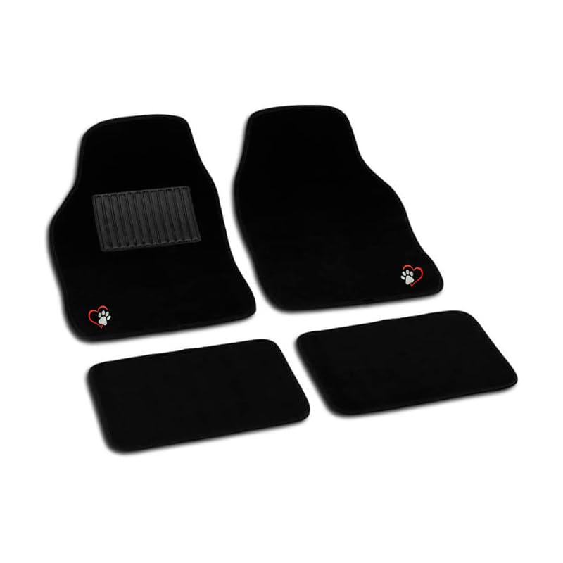 CABLEPELADO - Alfombrillas Universales para Coche – Set de 4 Piezas en Moqueta Costuras Reforzadas y Detalles Bordados – Compatible con la Mayoría de Vehículos (Negro3)