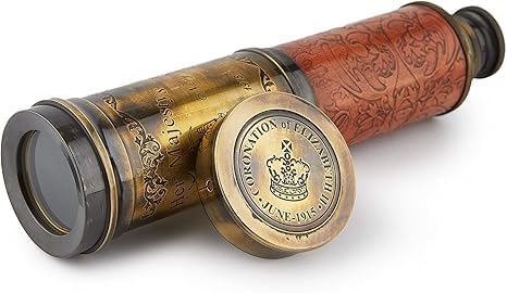 Vintage Design Brass Telescope, 18 Inch Collapsible Spyglass with 25x Magnification, Decorative Nautical Maritime Collection Piece