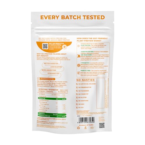 Image of Foodstrong Gut Friendly Plant Protein - Mango | 24g Complete Plant Protein with Probiotics, Digestive Enzymes, Prebiotics & Indian Herbs | Vegan | No Sugar | 500g