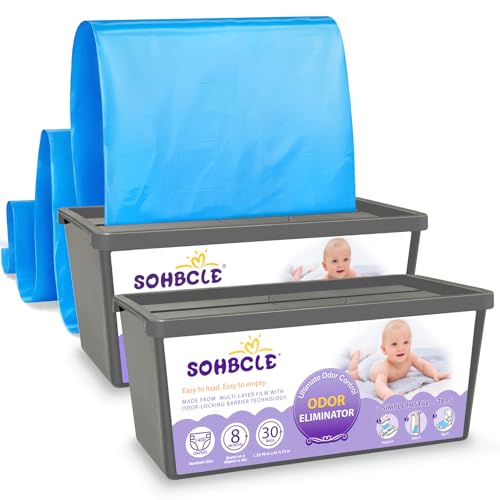 SOHBCLE Refills Compatible with Genie Easy Roll Signature Diaper Pail and Platinum Diaper Pail, Upgraded 60 Bags Hold up to 2800 Newborn Diapers, Extra Thickness Powerful Odor Control, Plant Scented