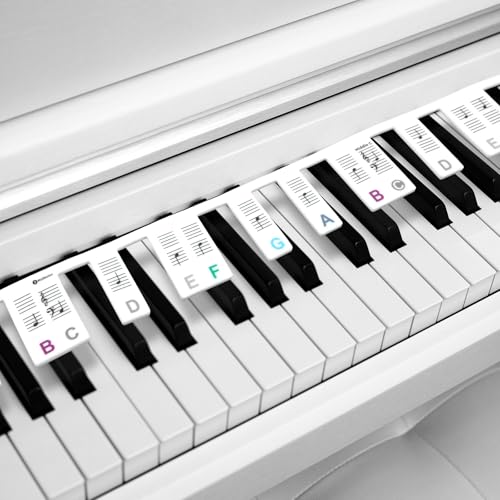 61 Key Colorful Piano Notes Guide Removable, 2 Pcs Silicone Piano Key Labels 35cm/50cm, Reusable Full Size Pianos Keyboard Stickers, Essential Pianos Accessories for Beginners - Thumbnail 6