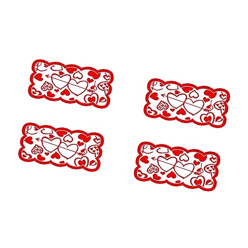 PRETYZOOM 4 Pcs Table Pad Red Table Flags Decoration Table Flags Home Table Flags Strip Table Mat for Restaurant Hollow Out Table Mat Table Mat for Home Heart-Shaped Table Runner