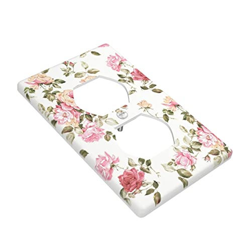 Pink Florals Light Switch Plate And Outlet Cover Decorative Vintage For Kitchen Nursery Kids Girls Room Bedrooms Bathrooms Standard Size 4.5" X 2.76" #TOP2