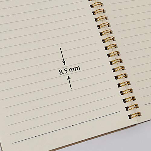 Cahier à spirales A5 YUREE ligné avec couverture souple marron pour la prise de notes