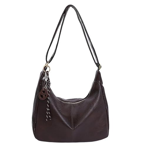 GSenhui Slouchy Hobo Bag - Bolso bandolera para mujer, estilo vintage, color marrón, Café+colgante GSenhui Slouchy Hobo Bag - Bolso bandolera para mujer, estilo vintage, color marrón, Café+colgante