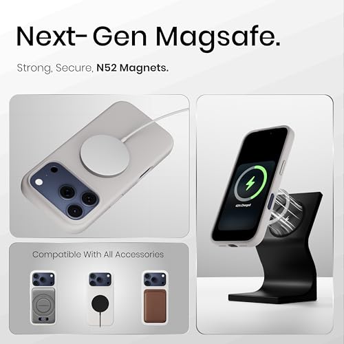 Image of CASEGEAR Silicone Snap Fit Back Cover Case Compatible with iPhone 17 Pro | 8 Feet Drop Protection | Compatible with MagSafe | 360 Protection | Shockproof & Scratch Resistant | Stone