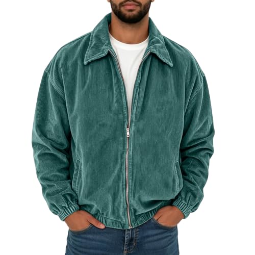 fartey Mens Corduroy Jacket Casual Collar Coat Full Zip Outwear with Pocket - image 2