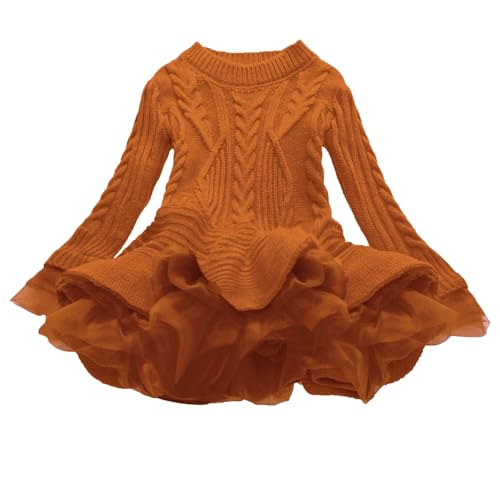 Girls Sweater Dress Toddler Kids Long Sleeve Layered Tutu Birthday Christmas Ruffle Dresses Fall Winter Casual Outfit