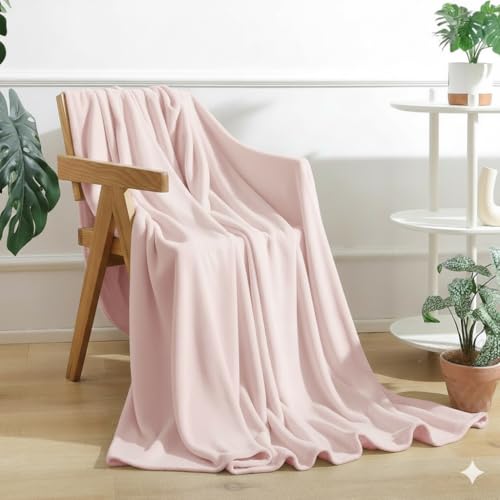 Image of Harleen Blankets, 250 GSM Super Soft Flannel Cozy Blankets for Double Bed, Washable Lightweight Blanket for Couch Sofa Bed Office, Warm Plush Blankets for All Season (90 inchx90 inch) (Pink, Double)