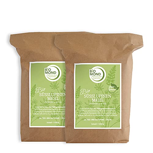 Preisvergleich Produktbild BIO Süßlupinenmehl Proteinpulver BIOMOND / 2 x 1000 g Sparaktion / Süßlupine / Sojaersatz / pflanzliches Eiweiß / Protein-Shake / frisch vermahlen