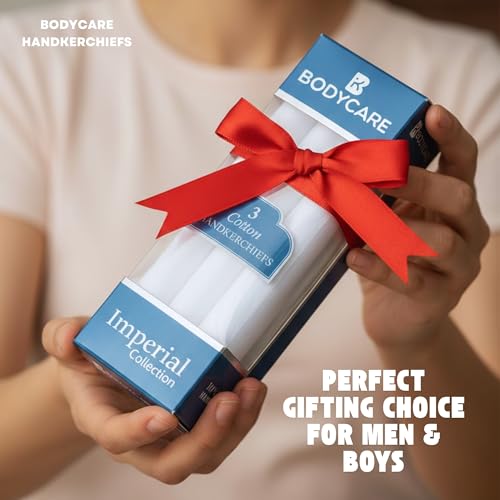 Image of BODYCARE Premium Cotton Handkerchief for Men (Set of 3) with Box | 100% Soft Cotton Hanky | Stylish Rumal for Boys & Men | Daily & Formal Use