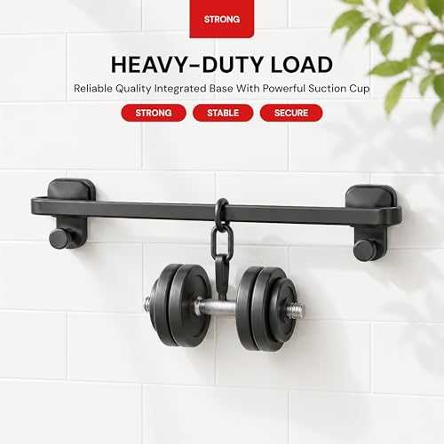 Image of Amazon Basics Suction Towel Holder for Bathroom - Rust - Free Powder Coated Wall Mounted Towel Rack No Drill Towel Rack Modern Bathroom Accessories Organizer Grey