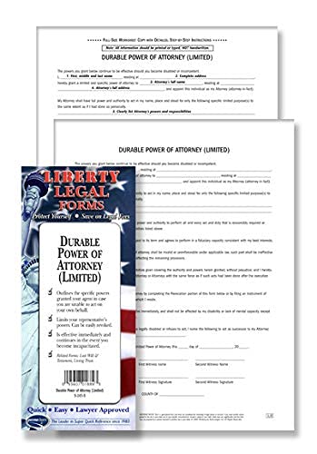 Durable Power Of Attorney - Limited - Usa - Do-It-Yourself Legal Forms By Permacharts #TOP1