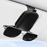 SINGARO Sunglasses Holder for Car, Leather Magnetic Buckle Sun Visor Sunglass Clip,...