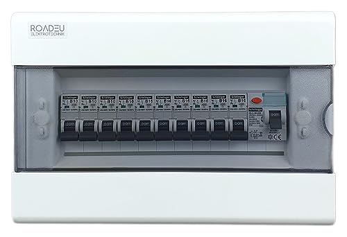 RoadEu - Leitungsschutzschalter - Komplett Fi Schutzschalter 40A 2P - B 16A Sicherungsautomat und B 10A 6+ 4 in einem Aufputz Verteilerkasten - Sicherungskasten Aufputz