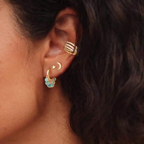 MYEARS Women Earrings Gold Huggie Hoop Dangle Tassel 14K Small Simple Hypoallergenic Everyday Jewelry3