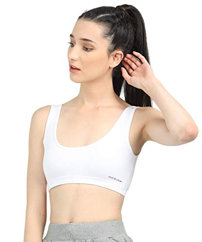 Image of Fruit of the Loom Super Soft Cotton Crop Top Bra for Women | Double Layered Cup | Broad Shoulder Straps | Breathable Fabric | Excellent Support & Fit | White