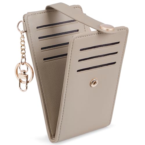 POIUGOYA Slim Wallet for Women, RFID Blocking Credit Card Holder with Coin Pocket, ID Window and Key Chain