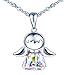 Produktbild SIXLUO Damen Frauen Mädchen Allergenfrei 925 Sterling Silber Leerengel Anhänger mit Kristall 45CM Kettenlänge Halskette Verpackung von Geschenkbox Grußkarte