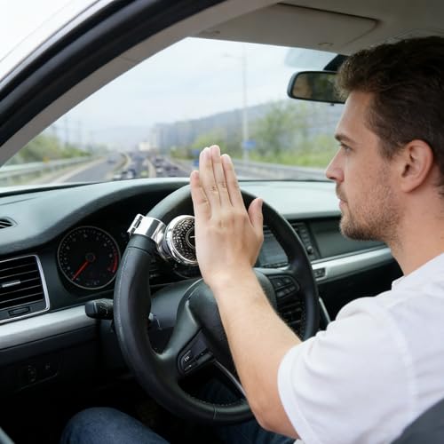 SUQ Lenkradknauf, Lenkhilfe Lenkradknopf für Autos, Universal Auto Lenkradknauf,Passt für Autos, LKW, Traktor, Boot, Mäher und Gabelstapler (Schwarz)