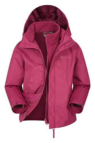 Mountain Warehouse Fell 3-in-1-Kinderjacke - Wasserfeste Triclimate-Jacke, abnehmbare Innenjacke, verstaubar, Seitentaschen - Zum Spazieren & Wandern, Winter Beerenton 7-8 Jahre