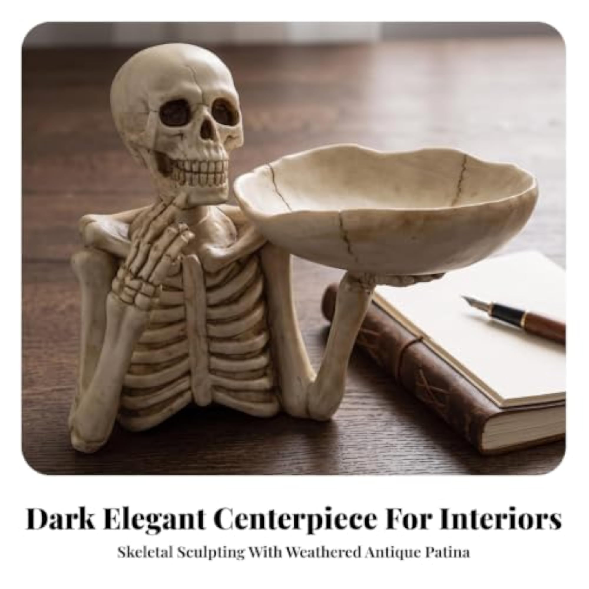 Gothic Skull Tray, Spooky Decorative Resin Bowl