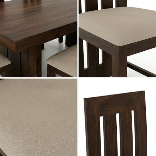 Image of SONA ART & CRAFTS Poster Solid Sheesham Wood Dining Table Set 6 Seater Dinner Dinning Table 4 Chair with 1 Bench for Dining Furniture for Living Room Home Hotel Office Self Assembly (Natural Finish)