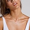 Dochais Ladies 14K Gold Plated Zirconia Pendant Necklace - Gold Square Solitaire Choker Waterproof Mini CZ Necklace Layered Chain Silver/Gold Chains Jewellery #3