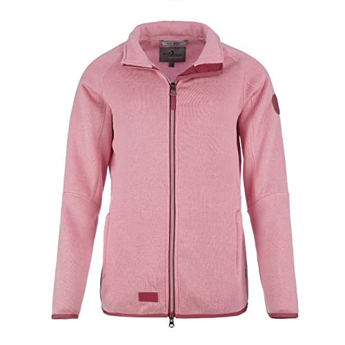 Blue Wave Damen Strickfleecejacke Helga unifarben - Fleecejacke Sweatjacke in Strickoptik mit Reißverschluss in Rose Größe 50
