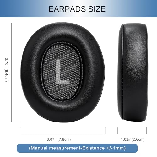 Image of GEVO Earpads for JBL Tune 770NC /760NC (Not Fit JBL Live Series) Headset | Ear Cushions for JBL Tune 700BT /710BT /720BT /750BT /750BTNC /760NC /770NC | Protein leather | Original-Fit Design | Black