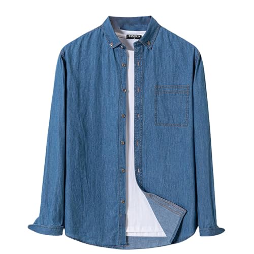 Chemise en jean homme manches longues USTZFTBCL : finis les vêtements de mi-saison inconfortables