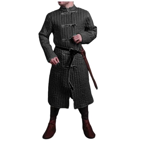 Helltaker Abrigo medieval grueso acolchado de longitud completa para hombre, chaqueta Gambeson Aketon para fiesta de cosplay