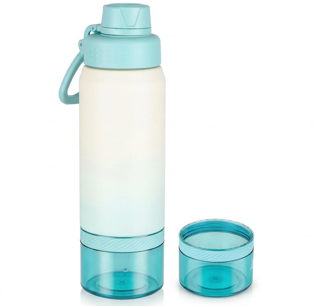 GOPPUS 17oz Insulated Sports Water Bottle with Storage Compartment—perfect for protein powder, creatine&Electrolyte Powder. Leakproof Design with direct-drink spout,People Suited for Gym Workouts