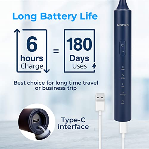 Mopiko Travel Electric Toothbrush Kit, Sonic Toothbrush For Adults And Teens, Rechargeable Toothbrushes, Power Toothbrush For Kids, Smart Whitening Toothbrush Usb-C (Blue) #TOP1