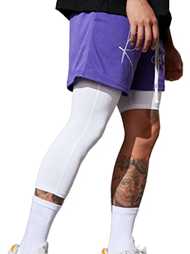 Men's Compression Sport Pants Single Leg 3/4 Base Layer Basketball Leggings Athletic One Leg Capri Tights Running