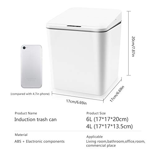 Caneca de basura automática pequeña con tapa blanca 6 litros miniatura 2
