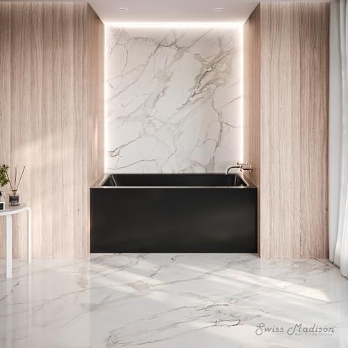 Image of Voltaire 54 x 30 Skirted Right Drain Soaking Apron Bathtub in Glossy Black