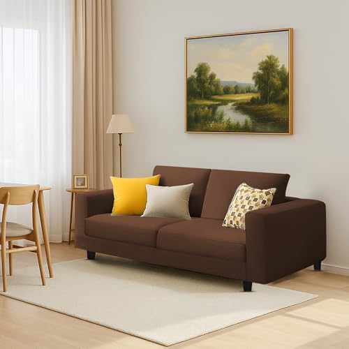 Image of Galib 2 Seater Sofa Set for Living Room (Brown Fabric) Premium Fabric Sofa Set