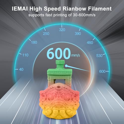 Image of IEMAI Rainbow PLA Filament 1.75mm 1kg, High Speed 3D Printer Filament Up to 600mm /s, Toughness & Neatly Wound, Fast Color Change Gradient for DIY, Artistic & Home Decor