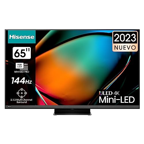 Hisense TV 65U8KQ - TV Mini-LED Smart TV de 65 Pulgadas Televisor, Quantum Dot Colour, 2.1.2 Sonido multicanal, Modo Juego de 144Hz, Dolby Vision IQ & Dolby Atmos, VIDAA 7 OS (2023)