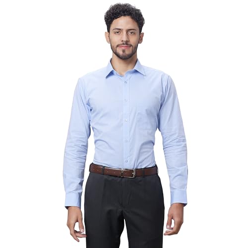 Image of Raymond Men Slim Fit Structure Pattern Pure Cotton Semi Cutaway Collar Full Sleeve Formal Shirt