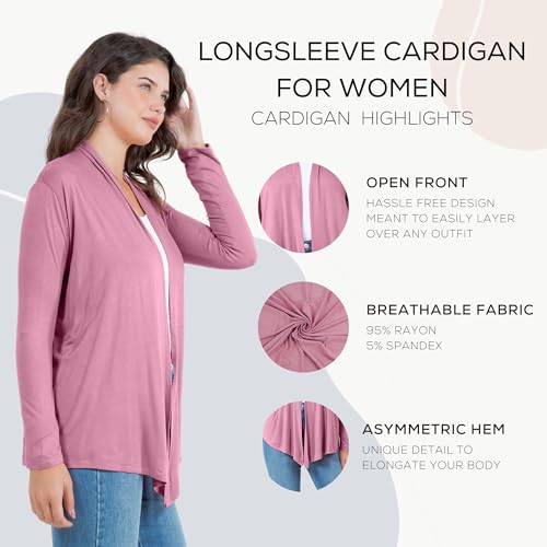 Image of Azules Long Sleeve Womens Cardigan, Thin Flowy Rayon Sweater Lightweight Cardigan for Casual or Dressy Outfits