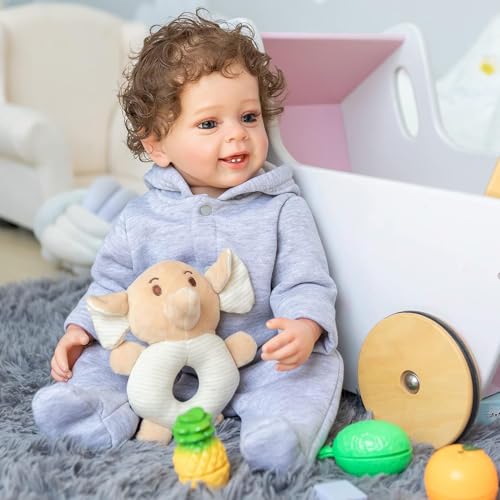 YIHANGG 55CM Junge Reborn Kleinkind Puppe Ganzkörper Soft Silikon Reborn Baby Puppe 22Zoll Wasserdicht Echte Berührung Neugeborene Puppe Geburtstag Geschenke Kinder Spielkameraden Bad – Bild 6