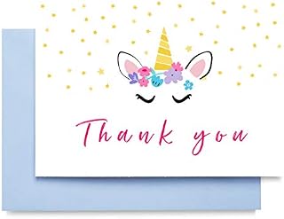 Huxters Unicorn Thank you cards - Postcard Style - Includes Envelopes (Pack of 10)