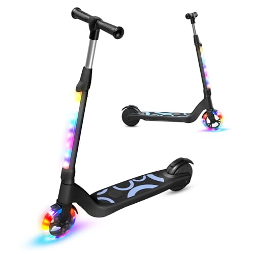 TST Patinete Eléctrico para Niños de 6 a 10 años, con Luces LED, Patinetes Niño con 3 Niveles de Ajuste, Scooter Eléctrico Niños con Ruedas de 5,3' y una Velocidad Máxi 10 km/h y una Carga Máxi 70 kg