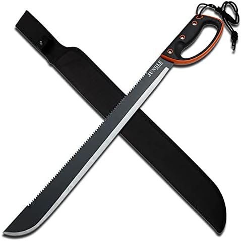 Master Cutlery JM-024L Jungle Master 28-Inch Black Machete, Black Handle with Orange Rim