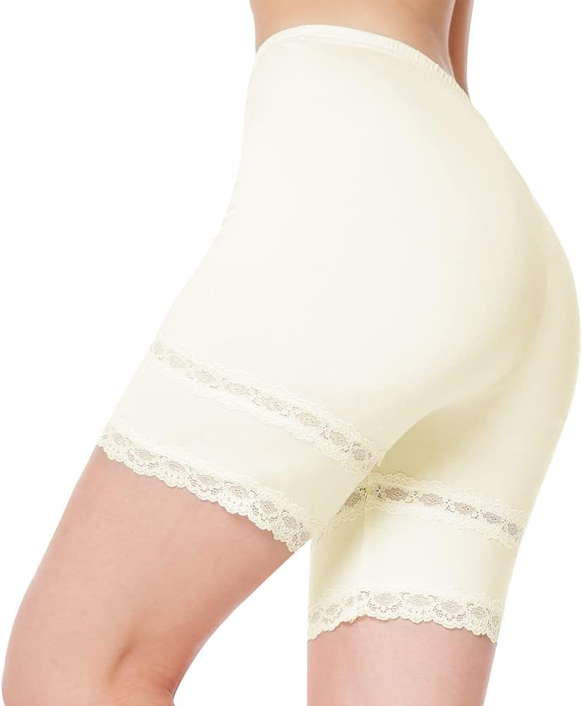 MANCYFIT Slip Shorts for Women Lace Trim Short Leggings Stretch Mid Thigh Undershorts - Image 2
