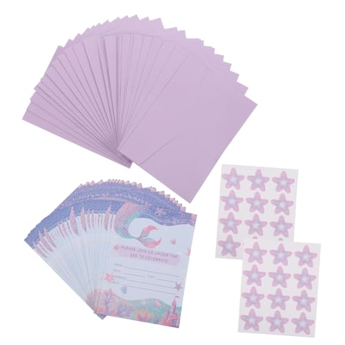 Invitaciones de sirena para fiesta cumpleaños infantil niña tarjetas felicitación con sobre